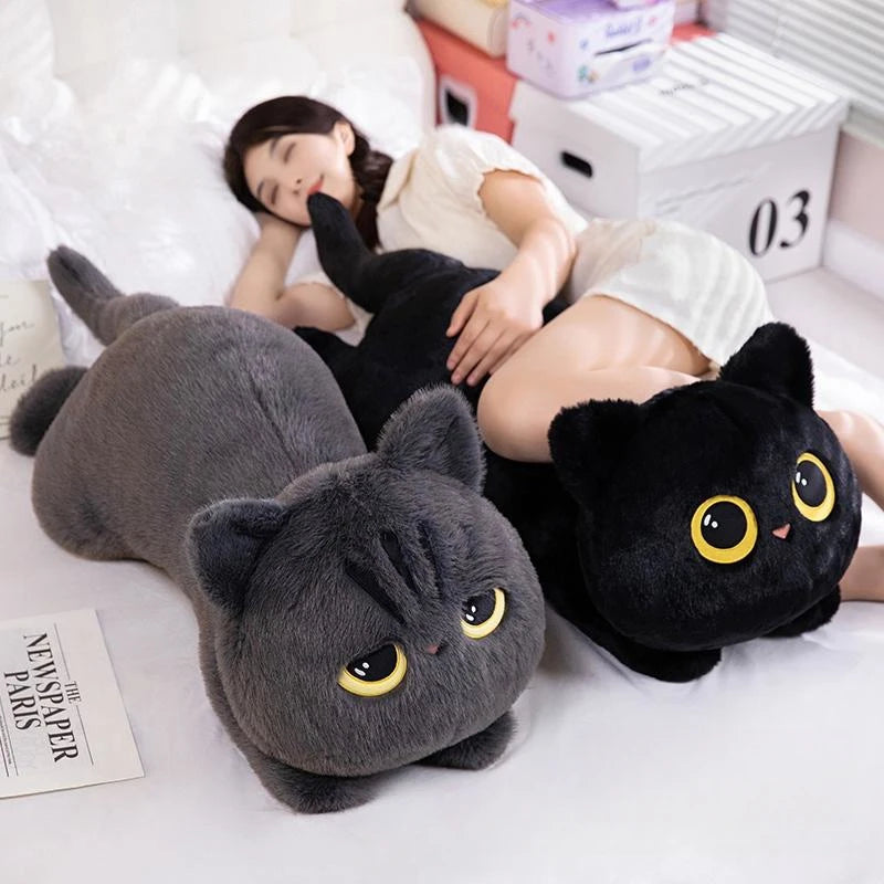 50/70/90cm Cute Black Cat Pillow Soft Plush Office Nap Pillow Cushion Toy Stuffed Pause Bed Sleep Pillow Home Decor Gift Doll