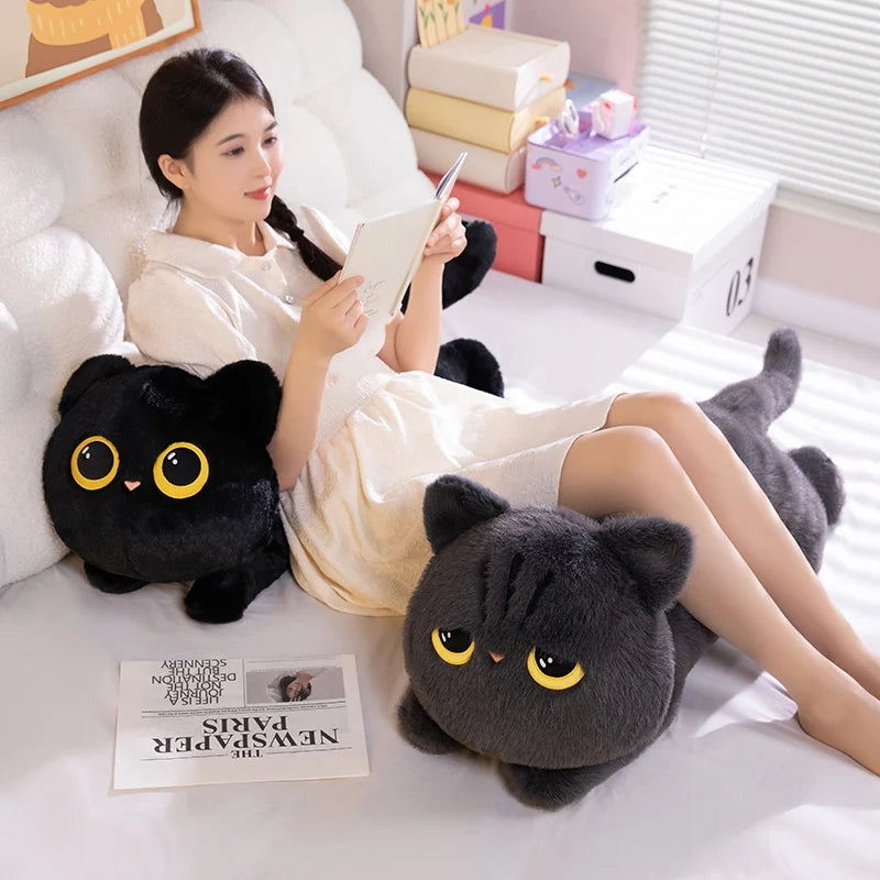 50/70/90cm Cute Black Cat Pillow Soft Plush Office Nap Pillow Cushion Toy Stuffed Pause Bed Sleep Pillow Home Decor Gift Doll