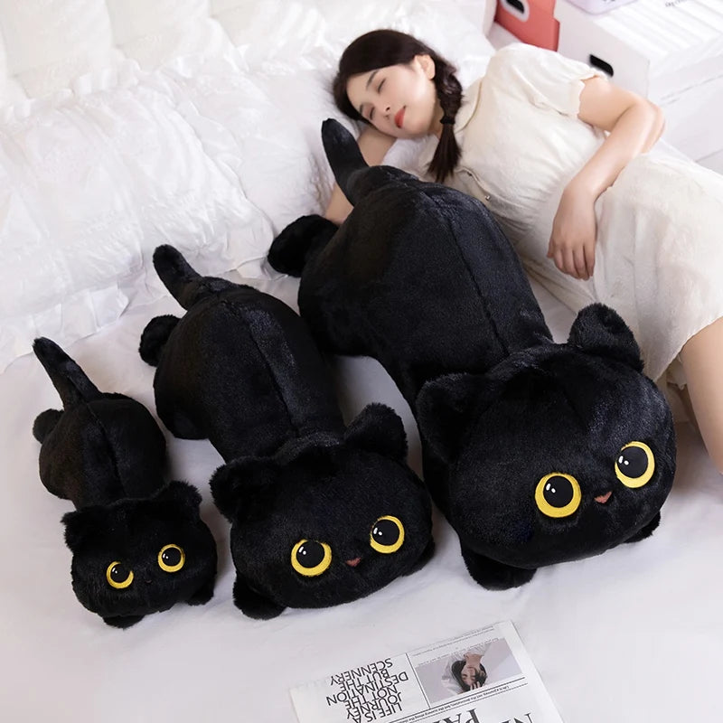 50/70/90cm Cute Black Cat Pillow Soft Plush Office Nap Pillow Cushion Toy Stuffed Pause Bed Sleep Pillow Home Decor Gift Doll
